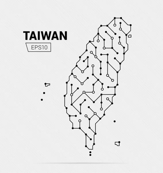 Mapa Futurista Abstrato Taiwan Circuito Elétrico País Ilustração Vetorial — Vetor de Stock