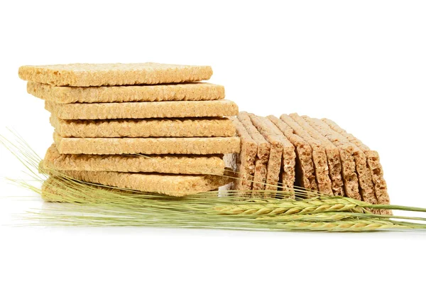 Crispbread 和小麦的耳朵 — 图库照片