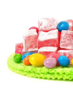 Turkish sweet delights with colored caramels clipart