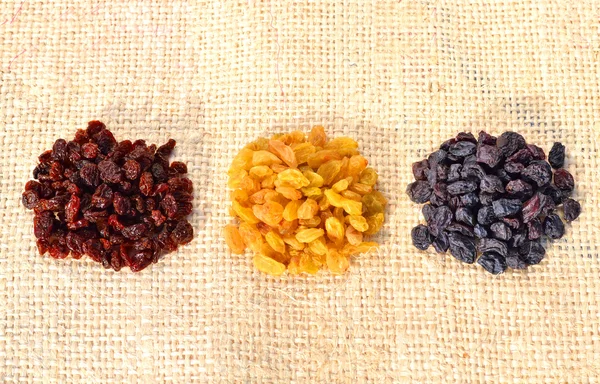 Heaps of assorted raisins — Stock Photo, Image