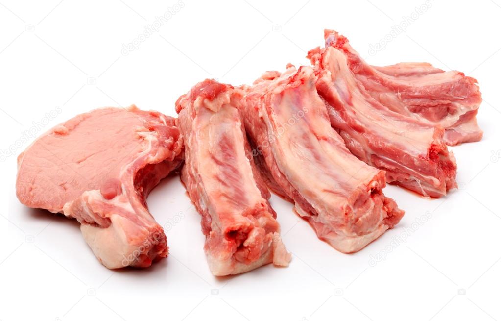 Raw pork ribs isolated on white