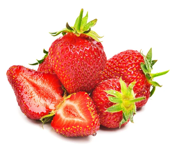 Ripe strawberries with leaves — Stock Photo, Image
