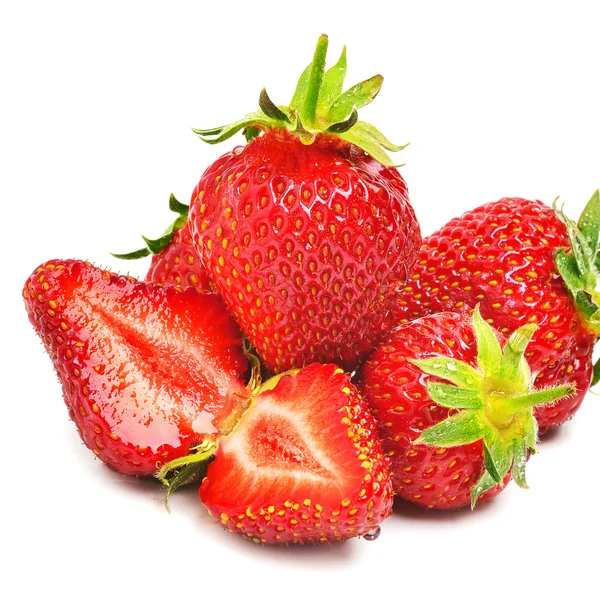 Ripe strawberries with leaves — Stock Photo, Image