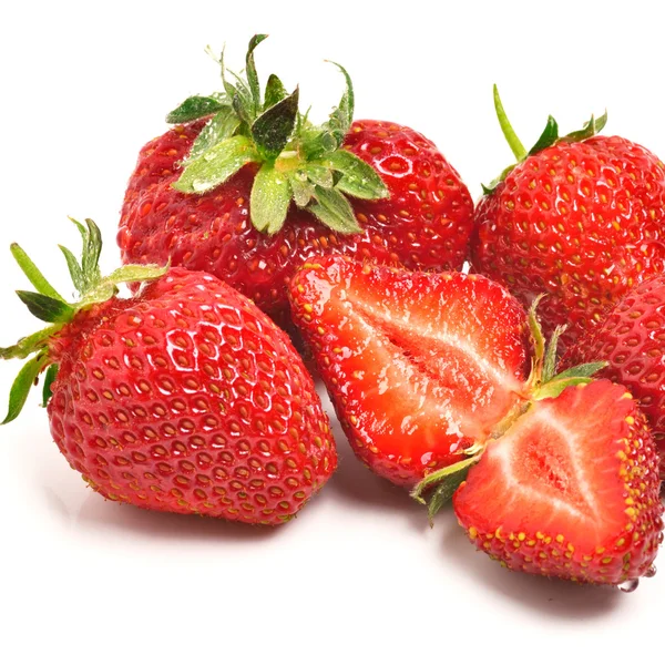 Ripe strawberries with leaves — Stock Photo, Image