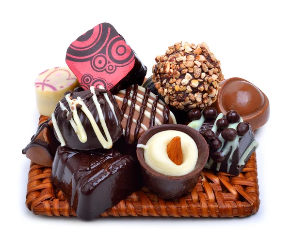 Čokoládové sladkosti, izolované na bílém Royalty Free Stock Fotografie
