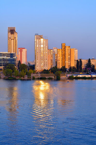 River port and bridge on a river Dnepr