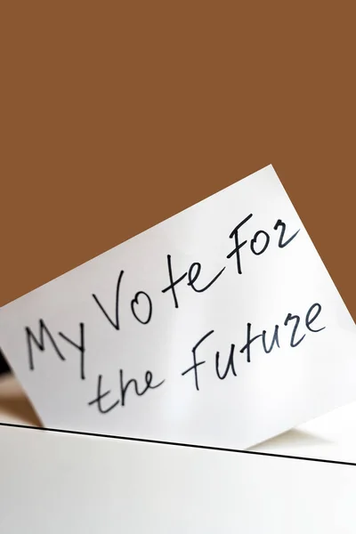 Carta Bianca Con Mio Voto Futuro Iscrizione Caduto Una Scatola — Foto Stock
