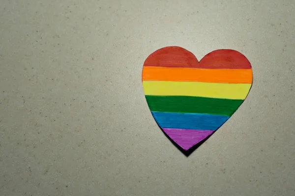 Drawn Rainbow Heart Concept Droits Lgbt Cœur Peint Comme Drapeau — Photo