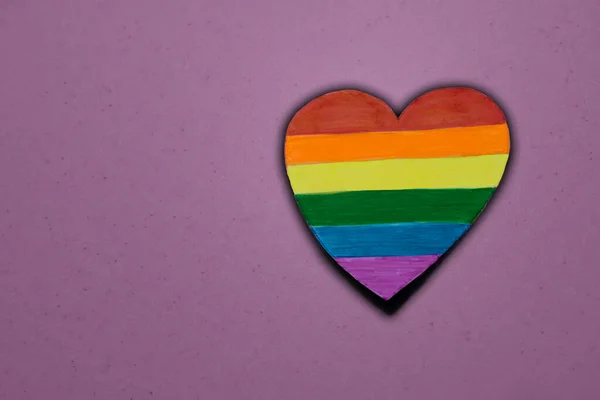 Drawn Rainbow Heart Concept Droits Lgbt Cœur Peint Comme Drapeau — Photo