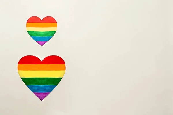 Two Painted Paper Lgbt Flags Heart Shape Lgbt Pride Flags — Stock Photo, Image