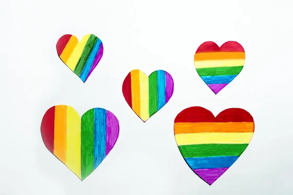 Painted Paper Lgbt Flags Heart Shape White Background Symbol Lgbtq — Stock Photo, Image