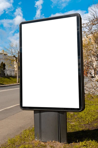 Cartellone Bianco Sulla Strada Vostre Esigenze Pubblicitarie Mockup Immagine Verticale — Foto Stock