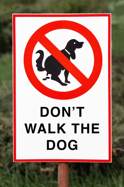 Μην Βγάζεις Βόλτα Την Πινακίδα Του Σκύλου Στο Πράσινο Γρασίδι — Φωτογραφία Αρχείου