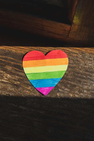 Coeur Peint Dans Les Couleurs Arc Ciel Communauté Lgbt Avec — Photo