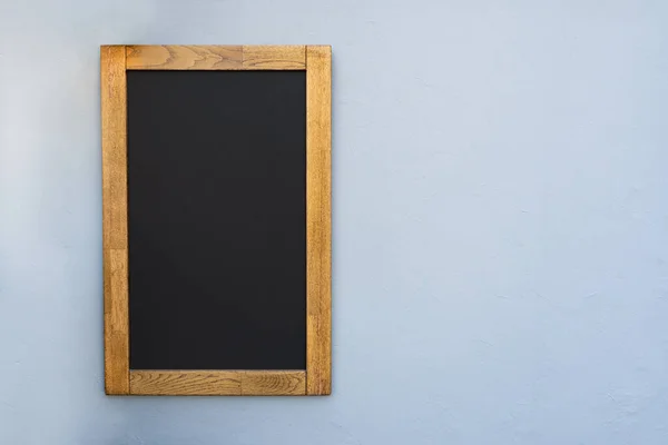 Empty Wooden Chalk Board Gray Background Mock Black Wooden Frame Stock Photo