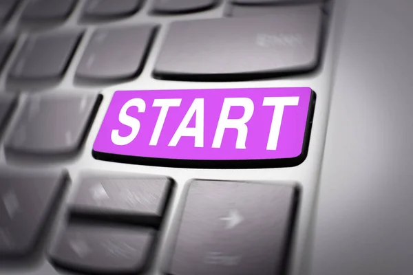 Start Button Colored Pink Color Keyboard Radial Blur Effect Idea Stock Image