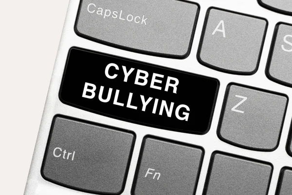 Uma Tecla Preta Com Palavra Cyber Bullying Teclado Computador Cyberbullying — Fotografia de Stock