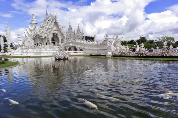Wat Rong Khun and Fish. — Stock Photo, Image