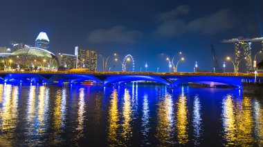 Esplanade Köprüsü ve singapore flyer göster.