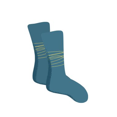 Beyaz arka planda izole edilmiş sıcak çoraplar. Sıradan ayakkabılar. Moda elementleri gizler. Vektör illüstrasyonu.