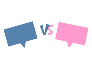 Kopya alanı ile karşıt tabela. Konuşma baloncuklu VS ekranı. Harflerle dekoratif savaş kapağı ve kopyalama alanı. Rekabet afişi için şablon. Vektör illüstrasyonu.