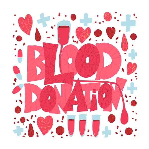 Emblema Donación Sangre Plantilla Póster Con Cotización Ilustración Color Vectorial — Archivo Imágenes Vectoriales