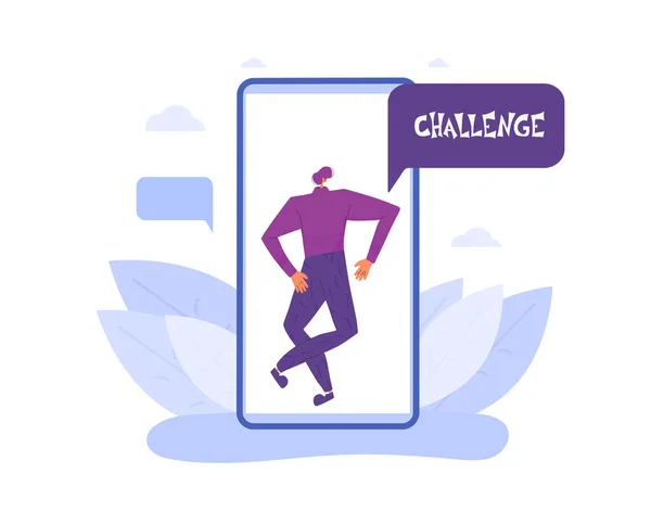 Challenge Annonce Social Media Flashmob Contest Vector Flat Illustration — Stock Vector