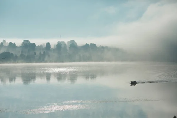 Boat River Thick Fog — Stock Photo, Image