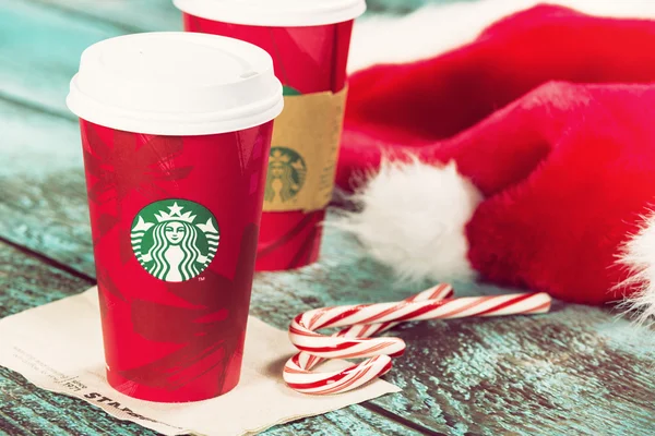 Csésze Starbucks holiday ital borsmenta Mokka — Stock Fotó