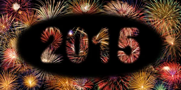 Feestelijke Fireworks voor nieuwe jaar 2015 — Stockfoto