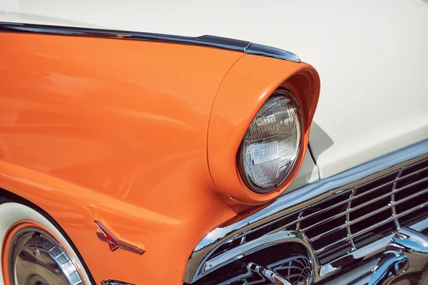 Mandarin orange and white 1956 Ford Victoria classic car — Stock Photo, Image