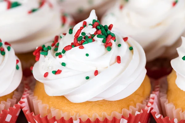 Christmas cupcake with vanilla frosting — Stock Photo, Image