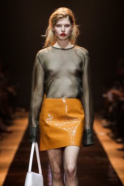 A model walks the runway during the Nina Ricci show as part of the Paris Fashion Week