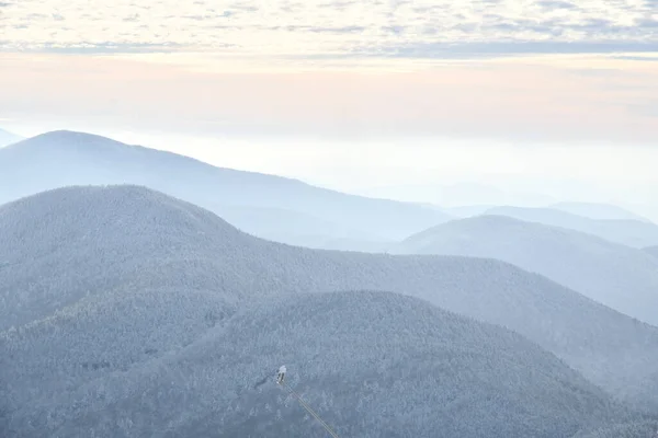 Stowe Ski Resort Vermontu Pohled Hory Mlze Panorama 4393 Prosinec — Stock fotografie