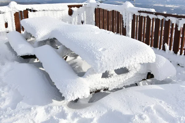 Neve Fresca Sul Tavolino Ponte Osservazione Della Stazione Sciistica Stowe — Foto Stock