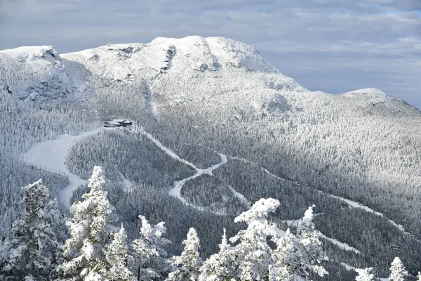 Stowe Ski Resort Vermont Kilátás Mansfield Hegyi Lejtők December Friss — Stock Fotó