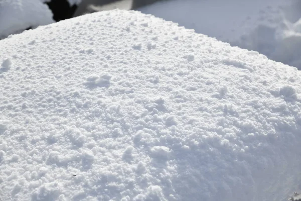 Primo Piano Neve Fresca Sul Ponte Osservazione Tavolino Caffè Cima — Foto Stock