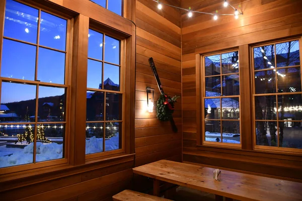 Fluitvarken Restaurant Stowe Skigebied Vermont Warm Licht Interieur Hoge Resolutie — Stockfoto