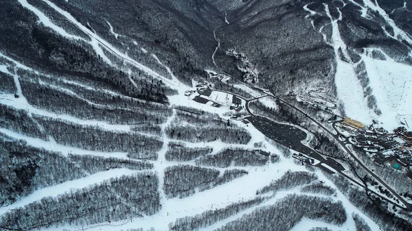 Widok Lotu Ptaka Ośrodek Narciarski Stowe Mountain Vermont Usa Początek — Zdjęcie stockowe