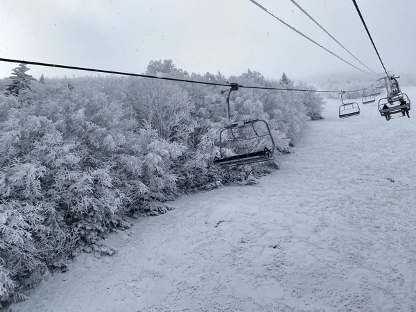 Cadeiras Elevador Esqui Dia Nevar Eua — Fotografia de Stock