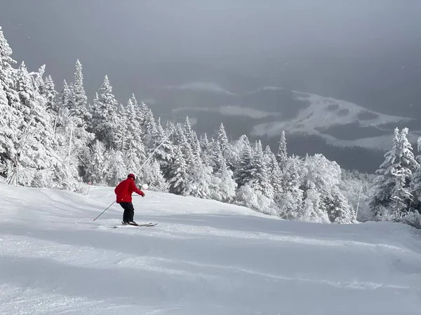 Vista Las Pistas Esquí Con Mucha Nieve Fresca Polvo Stowe —  Fotos de Stock