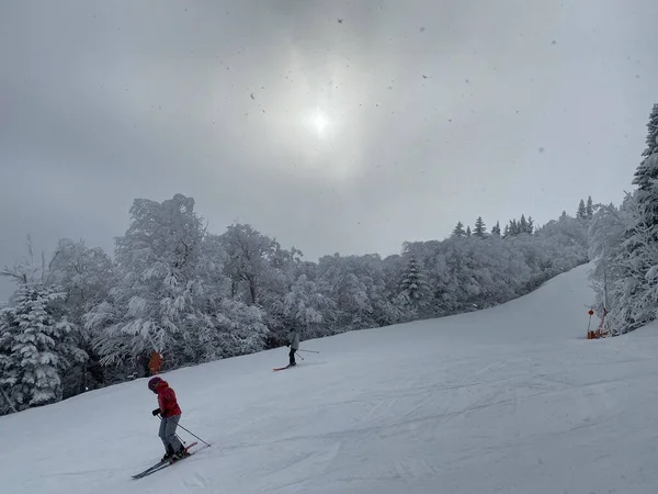 アメリカ Vtの美しい雪の日のスキー スキーリゾート — ストック写真