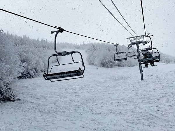 Cadeiras Esqui Stowe Dia Neve — Fotografia de Stock