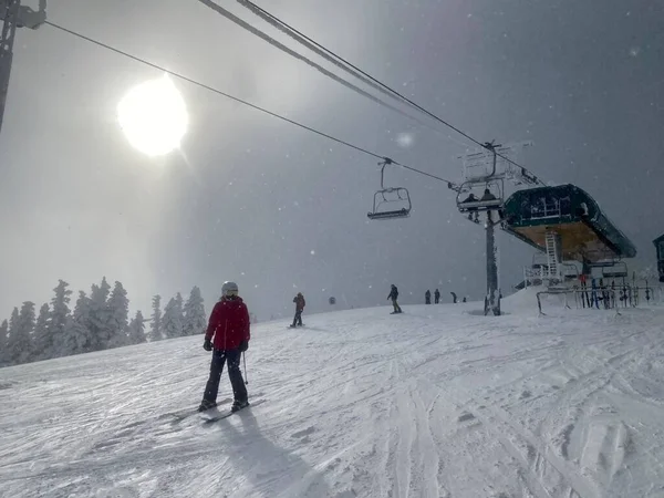 Tiempo Esquí Cumbre Estación Esquí Stowe Mountain Usa Diciembre 2020 — Foto de Stock