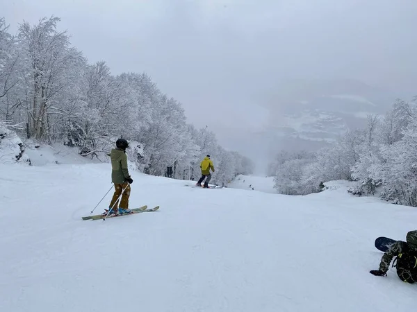 Катание Лыжах День Снежного Порошка Стоу Штат Вирджиния — стоковое фото