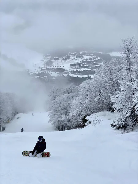Belo Dia Nevando Nas Trilhas Esqui Stowe Mountain Ski Resort — Fotografia de Stock