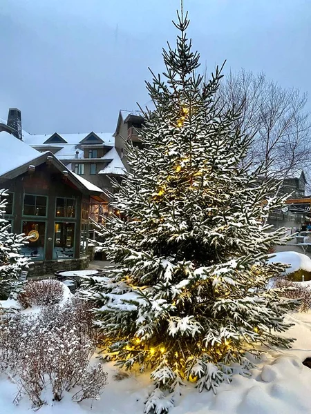 Empty Stowe Mountain Resort Spruce Peak Village Evening Time Early — Photo