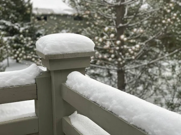 Fresh Powder Snow Balcony Vermont Usa — Stock Photo, Image
