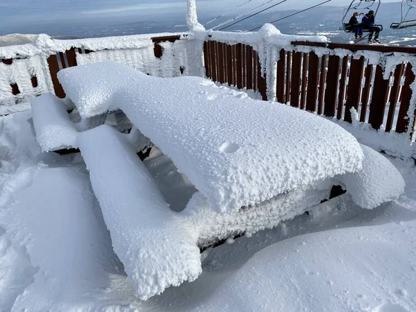Stowe Dağı Kayak Merkezi Vermont Taki Masada Güzel Taze Kar — Stok fotoğraf