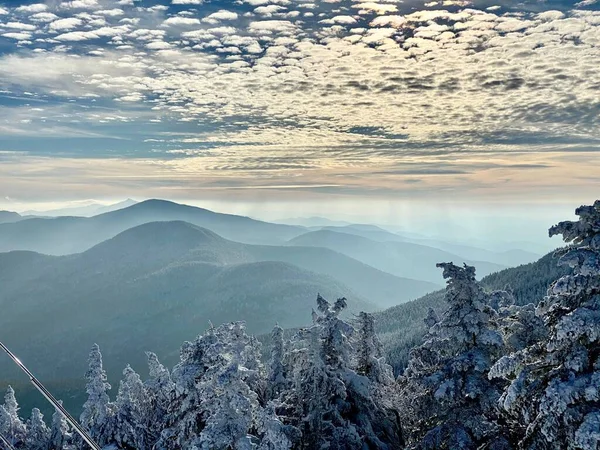 Vacker Snödag Skidorten Stowe Mountain Vermont December 2020 — Stockfoto